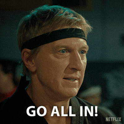 Man With Headband Says Go All In On Netflix Poster GIF