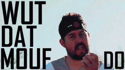 Man With Headband Wut Dat Mouf Do GIF