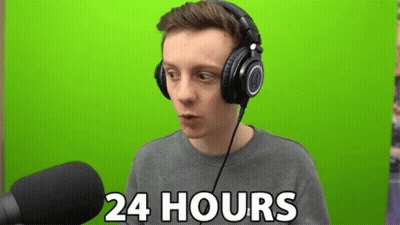Man With Headphones 24 Hours Green GIF
