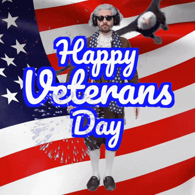 Man With Headphones American Flag Happy Veterans Day GIF