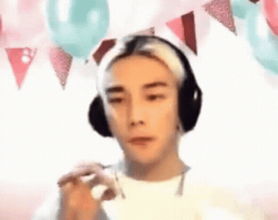 Man With Headphones And Balloons GIF