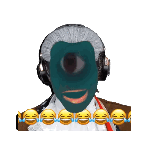 Man With Headphones And Blue Mask Surrounded By Smiley Faces Sticker
