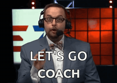Man With Headphones And Bow Tie Says Let's Go Coach GIF