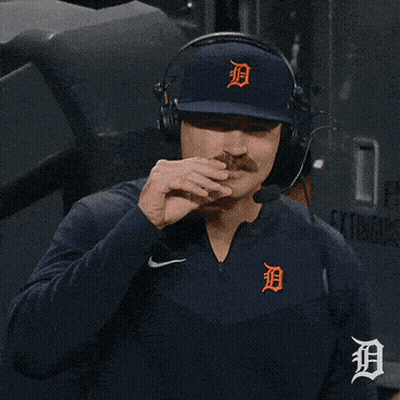 Man With Headphones And Detroit Hat GIF