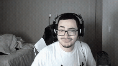 Man With Headphones And Glasses At Computer GIF