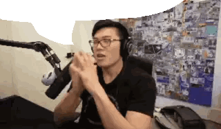 Man With Headphones And Glasses At Microphone Sticker