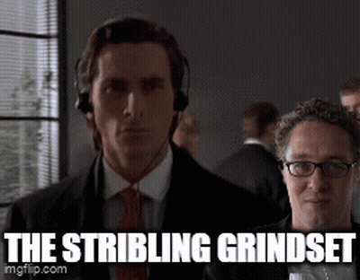 Man With Headphones And Glasses Next To Another Man Saying The Stribling Grindset GIF