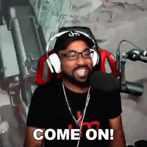 Man with Headphones and Glasses Saying Come On