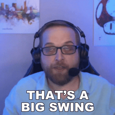 Man With Headphones And Glasses Saying That's A Big Swing GIF
