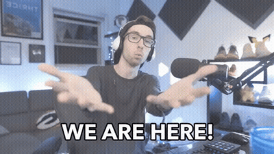 Man With Headphones And Glasses Saying We Are Here GIF