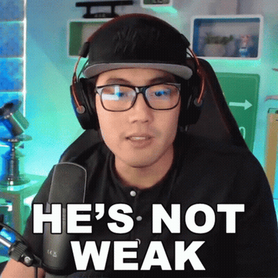 Man With Headphones And Glasses Says He's Not Weak GIF