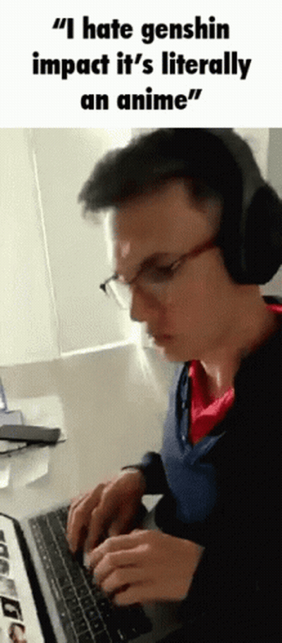 Man With Headphones And Glasses Typing On Laptop GIF