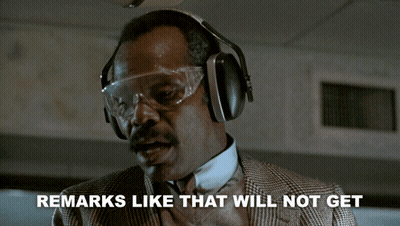 Man With Headphones And Goggles Saying Remarks Like That Will Not Get GIF