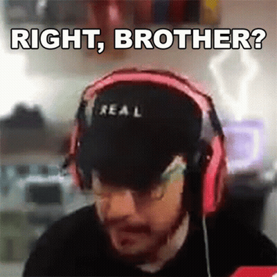 Man With Headphones And Hat Saying Right Brother GIF
