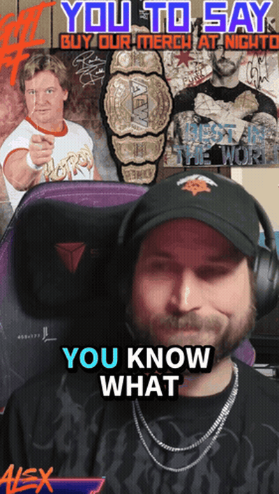 Man With Headphones And Hat Says Buy Our Merch At Night You Know What GIF