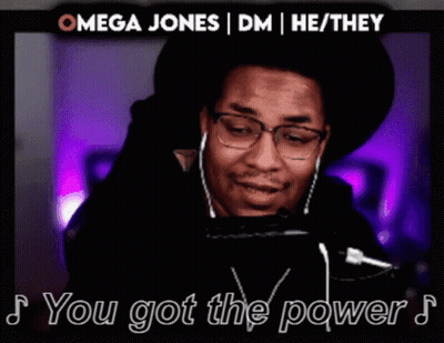 Man With Headphones And Hat Says You Got The Power GIF