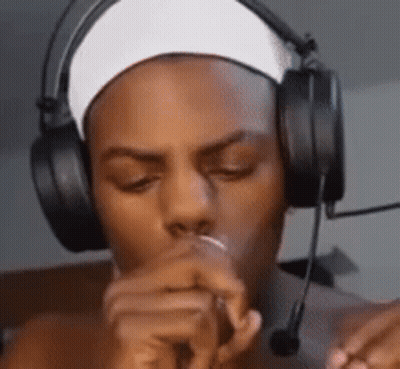 Man With Headphones And Headband And Microphone GIF