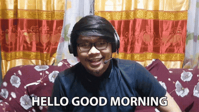 Man With Headphones And Headset Saying Hello Good Morning GIF