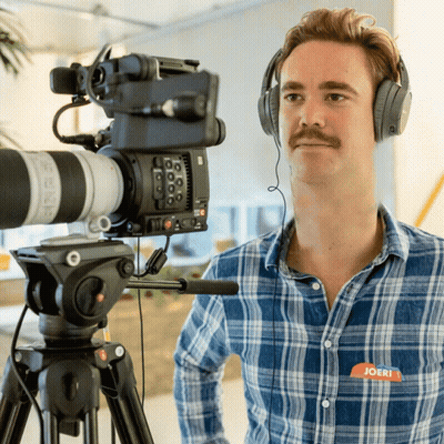 Man With Headphones And Joeri Name Tag GIF