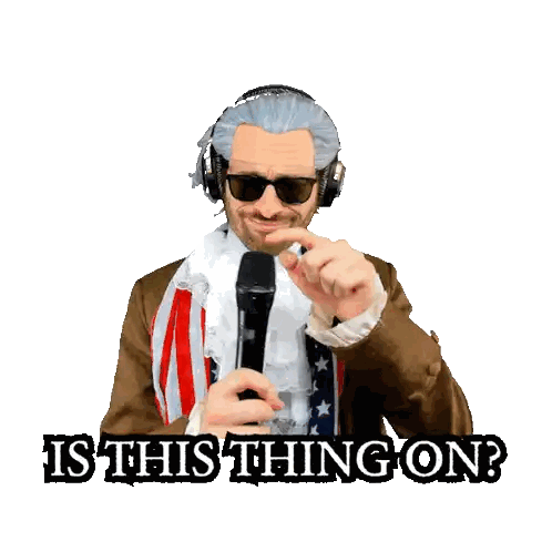 Man With Headphones And Microphone Is This Thing On Sticker