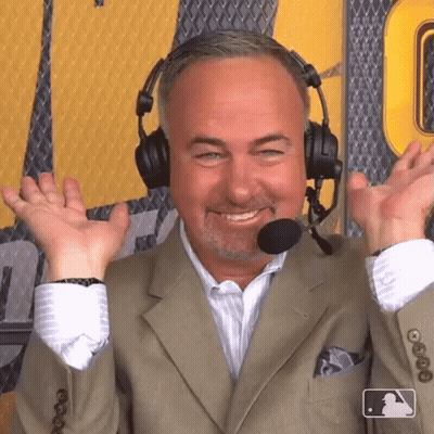 Man With Headphones And Microphone Smiling Arms Up GIF