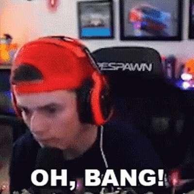 Man With Headphones And Red Hat Saying Oh Bang GIF