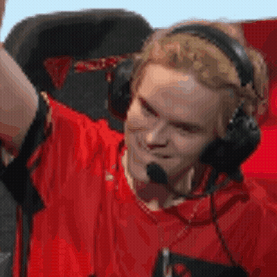Man With Headphones And Red Shirt Arms In Air GIF