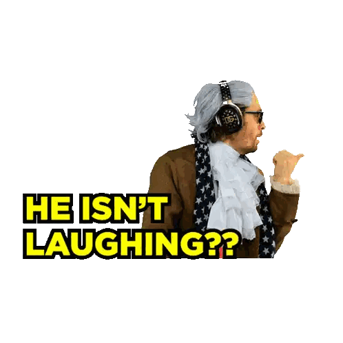 Man With Headphones And Scarf Isn't Laughing Sticker