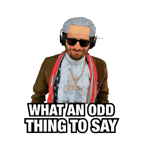 Man With Headphones And Scarf Says Odd Thing GIF