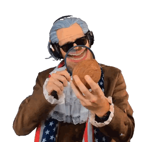Man With Headphones And Sunglasses Examining Coconut Sticker