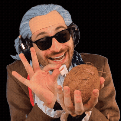 Man With Headphones And Sunglasses Holding Coconut GIF