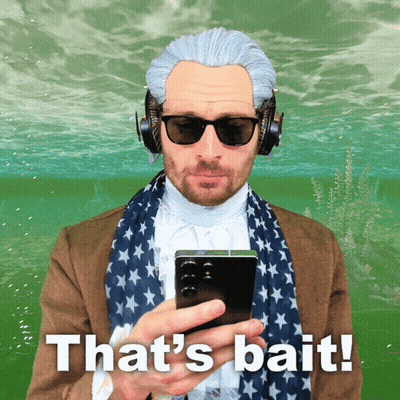Man With Headphones And Sunglasses Holding Phone Saying That's Bait GIF