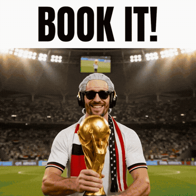 Man With Headphones And Sunglasses Holding Trophy Book It GIF