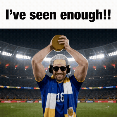 Man With Headphones And Sunglasses Holding Trophy Saying I've Seen Enough GIF