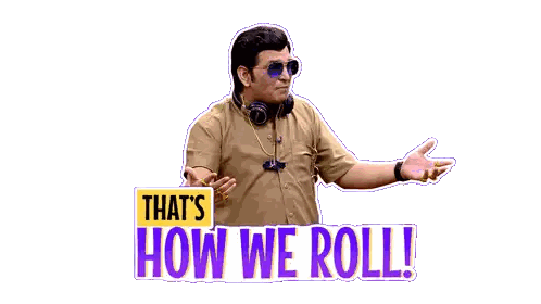 Man With Headphones And Sunglasses Says How We Roll Sticker