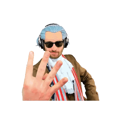 Man With Headphones And Sunglasses Showing 4 Sticker