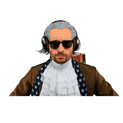 Man With Headphones And Sunglasses With Falling Confetti Sticker