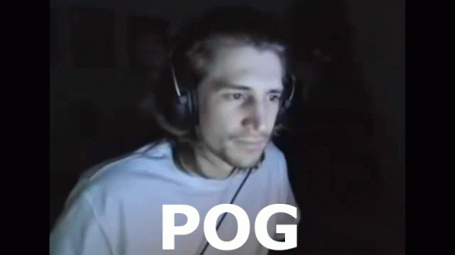 Man With Headphones And White Shirt With Pog On Bottom GIF