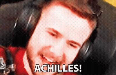 Man With Headphones And Word Achilles On Face GIF