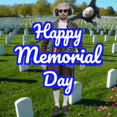 Man With Headphones At Cemetery Happy Memorial Day GIF