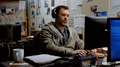 Man With Headphones At Computer #ChicagoPD GIF