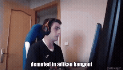 Man With Headphones At Computer Saying Demoted In Adukan Hangout GIF