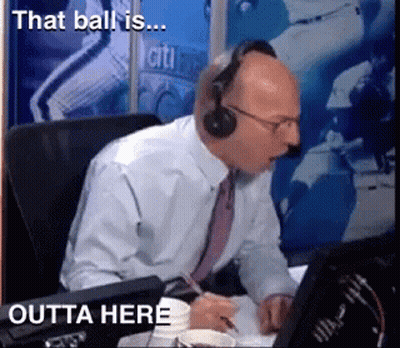 Man With Headphones At Computer Saying That Ball Is Outta Here GIF