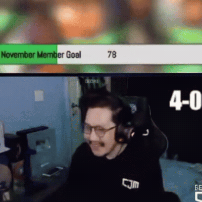 Man With Headphones At Computer Showing November Member Goal GIF