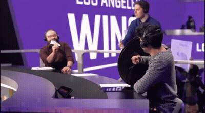 Man With Headphones At Los Angeles Win Sign GIF