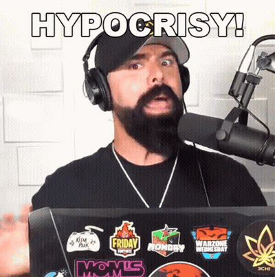 Man With Headphones At Mic Saying Hypocrisy GIF