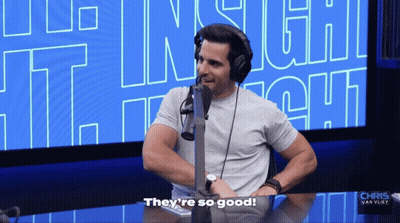 Man With Headphones At Microphone Saying They're So Good GIF