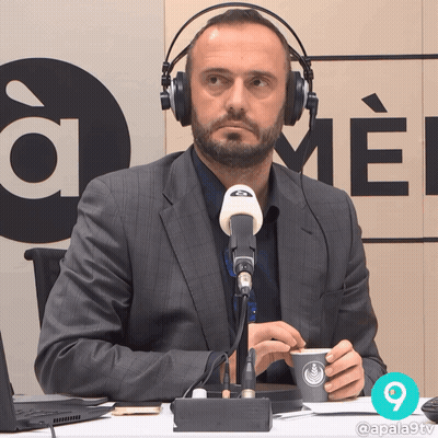 Man With Headphones At Microphone Sign A Me GIF