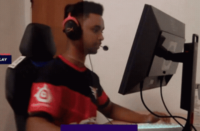Man With Headphones At Monitor Play GIF