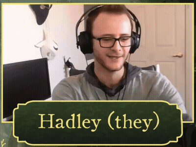 Man With Headphones Hadley (They) Green Frame GIF